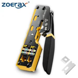 ZoeRax RJ45 Crimping Tool Ethernet Crimp Tool for RJ11/RJ12 Standard, RJ45 Pass Through Connector with Replacement Blale