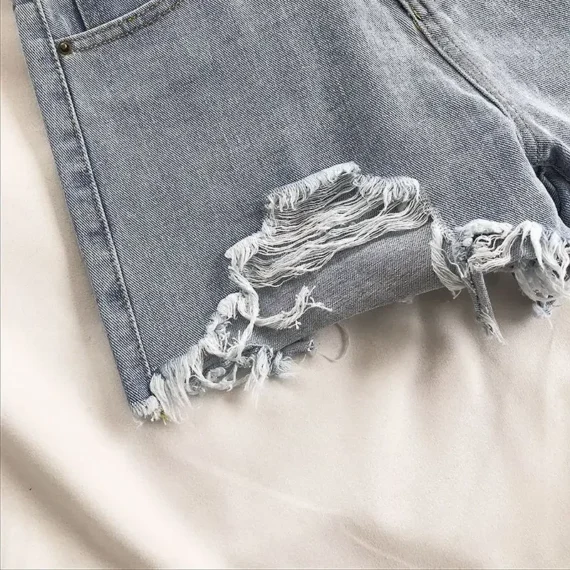 Casual High Waist Denim Shorts Women Summer Pocket Tassel Hole Ripped jeans Short Female Femme Short Pants Women