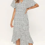 Summer Beach Maxi Dress Women Floral Print Boho Long Chiffon Dress Ruffles Wrap Casual V-Neck Split Sexy Party Dress Robe Femme