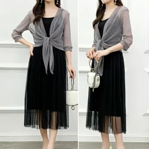 kf-S956d9d4cba08458f9b27580c9e6de552T-Women-s-Sheer-Glitter-Lace-up-Cardigan-Half-Sleeve-Summer-Lightweight-Jacket-See-through-Loose-Blouse