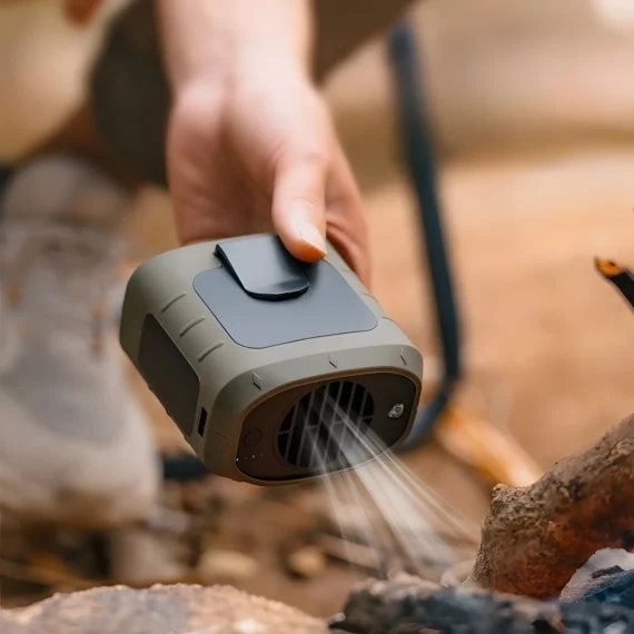 EP Light Clip-On outdoor Fan Small waist Fan with LED Light Campaign Hiking Gadgets