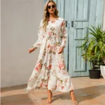 Hugcitar Women Elegant Floral Beach Vacation Bodycon Streetwear Long Dress 2023 Summer Clothes Wholesale Items For Business