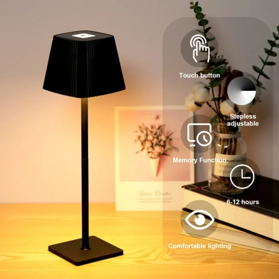 Portable Table Lamp Touch Led Lamp for Home Battery Operated Lamp Outdoor Waterproof Cordless 4000mAh