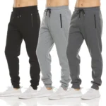Men Pants Elastic Waist Sweatpants Drawstring Trousers Men's Sport Pants with Side Zipper Pockets Drawstring for Gym